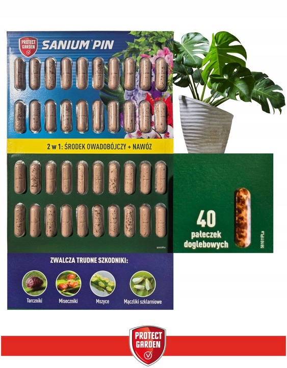 SANIUM PIN 2w1 Pałeczki Owadobójcze + Nawozowe na Ziemiórki MEGAPAKA
