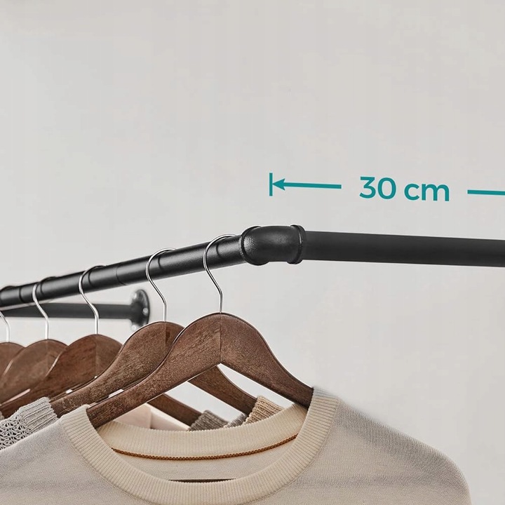 Drążek na ubrania WIESZAK ŚCIENNY 92x30x7,5 cm ZE STALI czarny LOFT