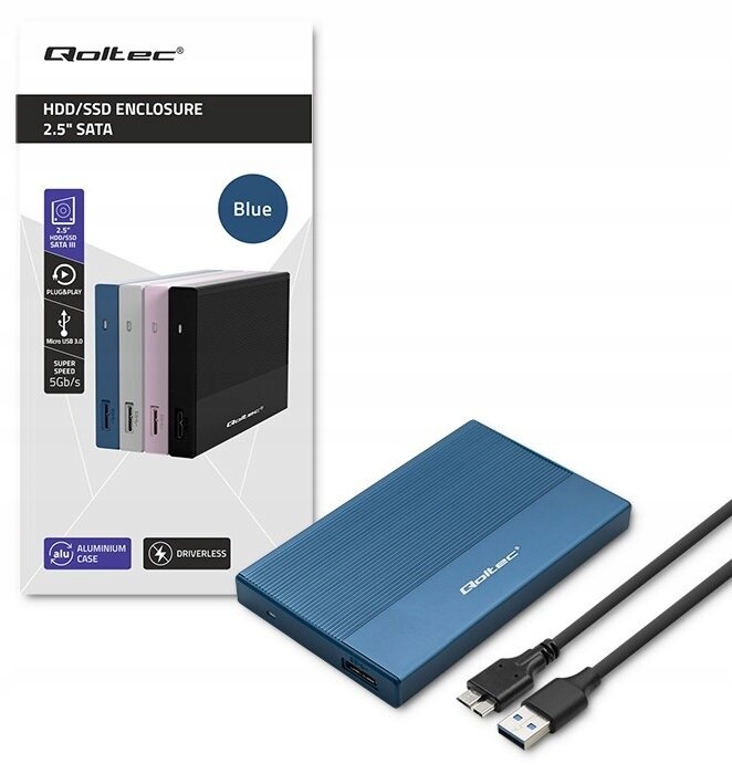 Obudowa dysku QOLTEC 52276 Niebieski