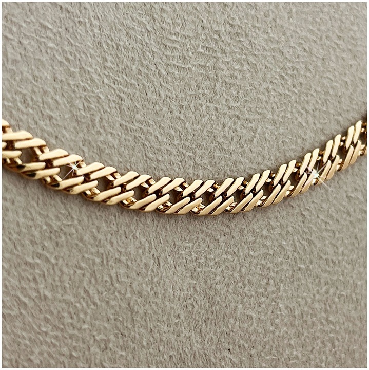 ZŁOTY ŁAŃCUSZEK MĘSKI ROMBO + KRZYŻYK 18K 50 CM PREZENT DLA NIEGO + GRATISY