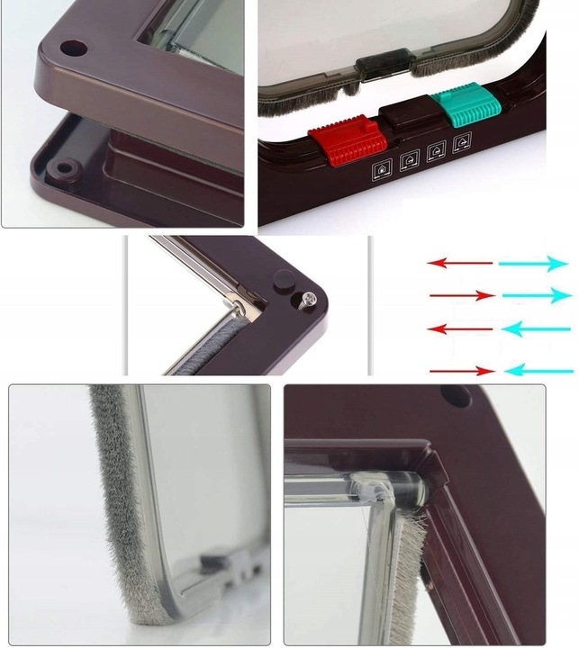 DRZWI Z KLAPĄ DLA PSA KOTA DRZWICZKI WAHADŁOWE KLAPA 4 SPOSOBY BRĄZ XL