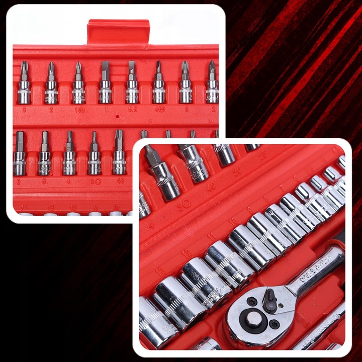 ZESTAW KLUCZY NASADOWYCH KLUCZE NASADOWE 46el TORX WKRĘTAKI IMBUSY