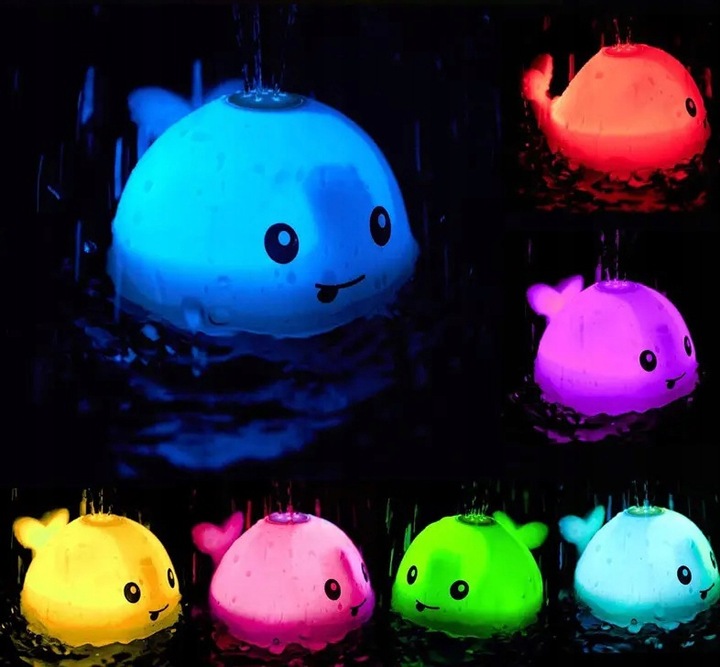 Pływająca FONTANNA do kąpieli WIELORYB LED świeci