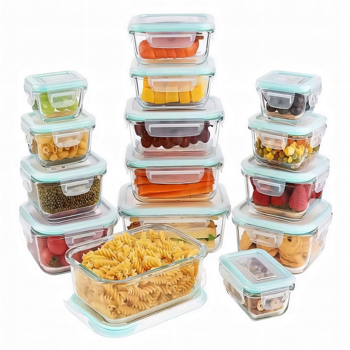 4x LUNCHBOX POJEMNIK SZKLANY NA ŻYWNOŚĆ ŻAROODPORNE POJEMNIKI Z