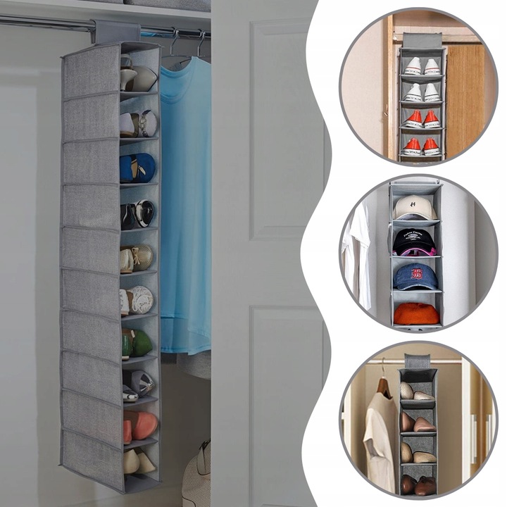 ORGANIZER WISZĄCY DO SZAFY WIESZAK 10 PÓŁEK REGAŁ