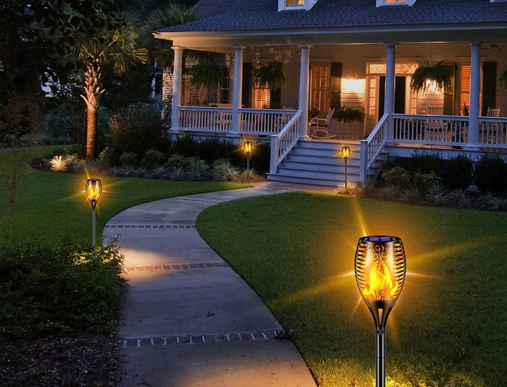 LAMPA SOLARNA POCHODNIA LAMPKI SOLARNE DO OGRODU OGRODOWE LED 4 SZTUKI