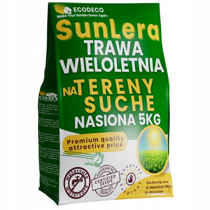 Trawa Nasiona Uniwersalna 5kg na Tereny Suche Trawnik 200m2 Mieszanka Traw