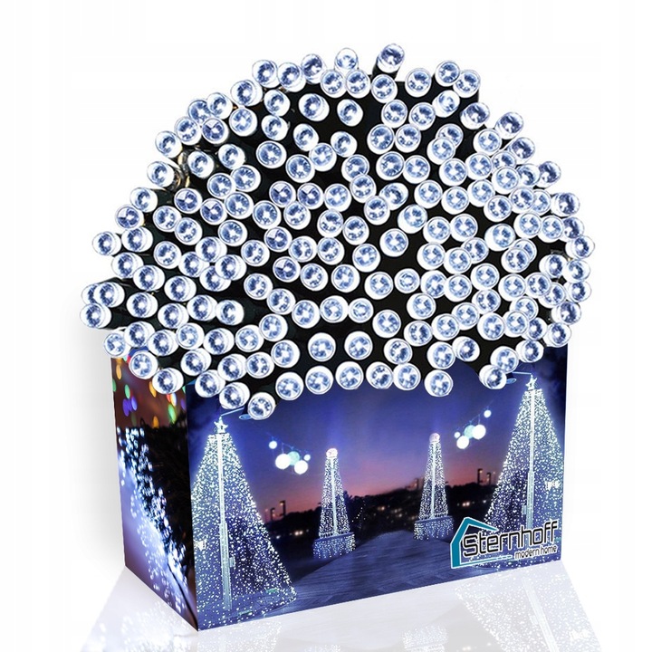 MOCNE LAMPKI CHOINKOWE 500 LED ZEWNĘTRZNE OZDOBY ŚWIĄTECZNE BIAŁY ZIMNY 35m