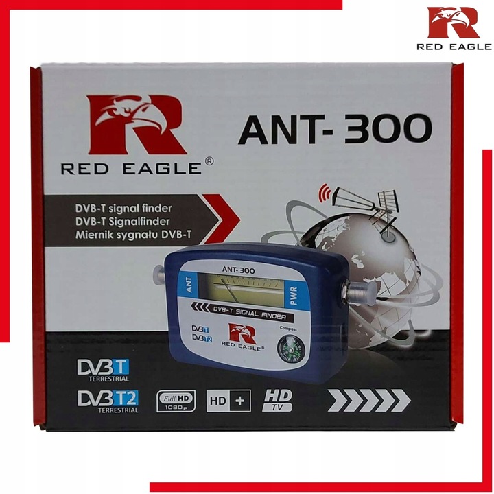 MIERNIK SYGNAŁU DVB T2 RED EAGLE ANT300 Z KOMPASEM PODŚWIETLENIE ETUI
