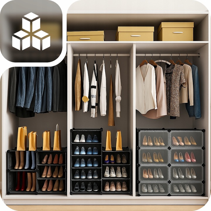 SZAFKA NA BUTY OBUWIE MODUŁOWA REGAŁ PÓŁKA 12 POZIOMÓW PUDEŁKA