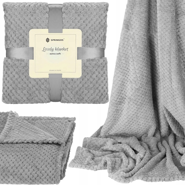 GRUBY KOC CIEPŁY NARZUTA DWUSTRONNA NA ŁÓŻKO KANAPĘ 220x200 cm PLED MIĘKKI