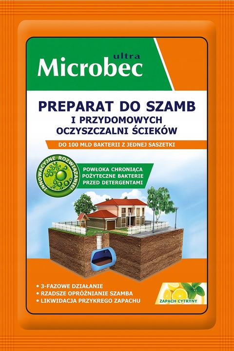 MICROBEC ULTRA preparat do szamb w saszetkach, zapach cytryny 25g x 18