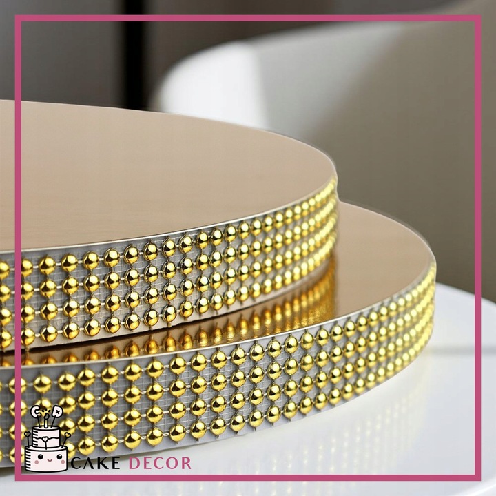 Podkład pod tort STYRODUR ZŁOTY 30 cm CEKINOWY BOK Gruby CakeDecor