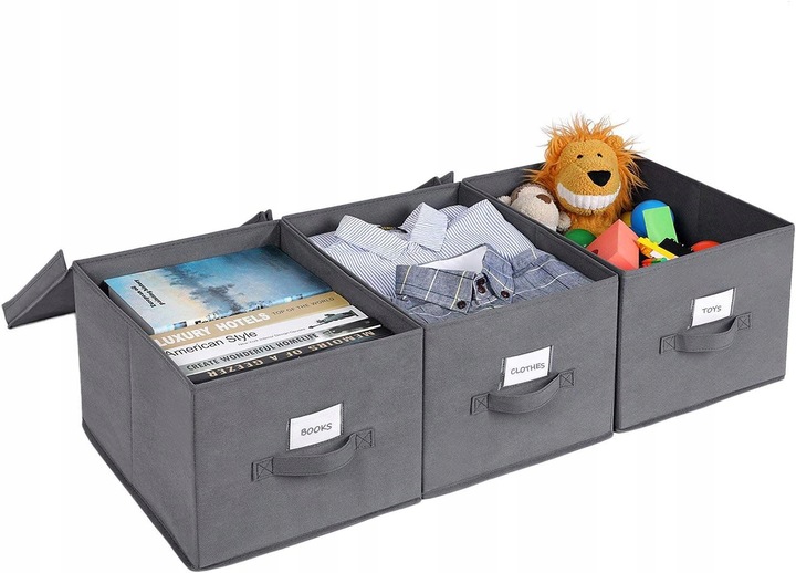 Organizer na Ubrania Pościel Szary Pojemnik Pudełko z Pokrywą do Szafy