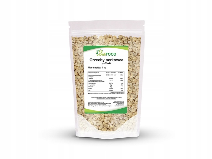 ORZECHY NERKOWCA NERKOWCE POŁÓWKI 1000G 1KG NATURALNE I PYSZNE DELIFOOD