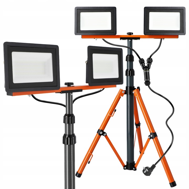 Halogen LED statyw budowlany naświetlacz 2X 50W + przewód zestaw stojak