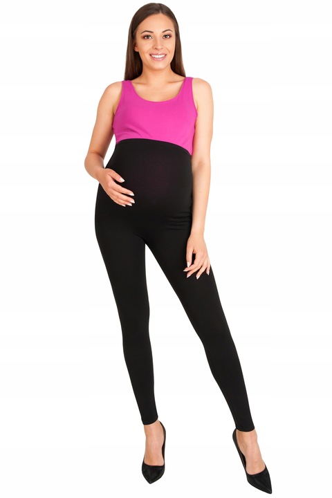 ELEGANCKIE SPODNIE CIĄŻOWE LEGGINSY CZARNE BAWEŁNIANE WYSOKI STAN XXL