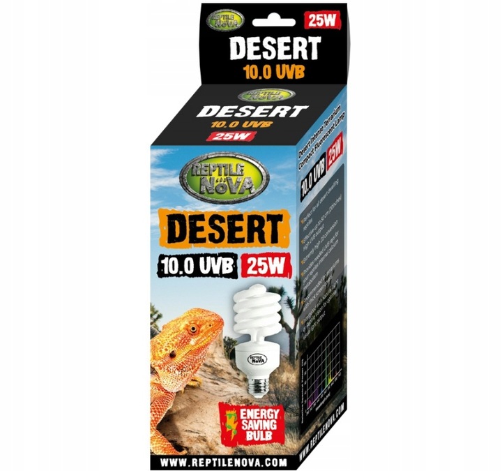 REPTILE NOVA Żarówka 25W UVB 10.0 DESERT terrarium półpustynnego pustynnego