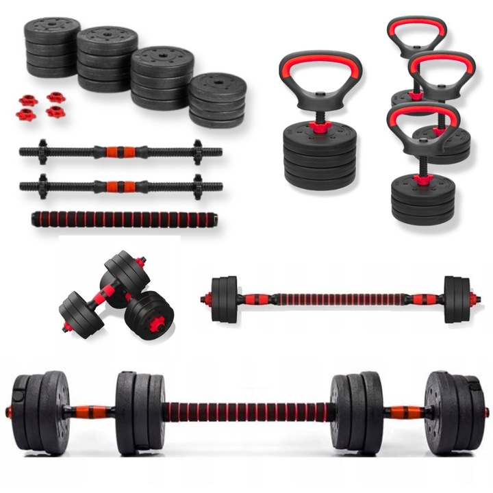 In_Stock Hantle bitumiczne 40kg 2x20kg uchwyty do pompek KETTLEBELL zestaw