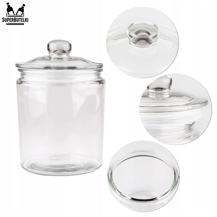SZKLANY POJEMNIK KUCHENNY 2L SŁOIK NA HERBATĘ KAWĘ ORZECHY CIASTKA
