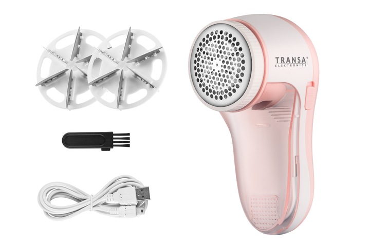 Golarka do SWETRÓW UBRAŃ TKANIN Bezprzewodowa Różowa USB 8W 2 x OSTRZA