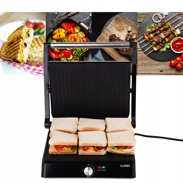 GRILL ELEKTRYCZNY OPIEKACZ DO MIĘSA WARZYW LUND 2200W 29x23cm
