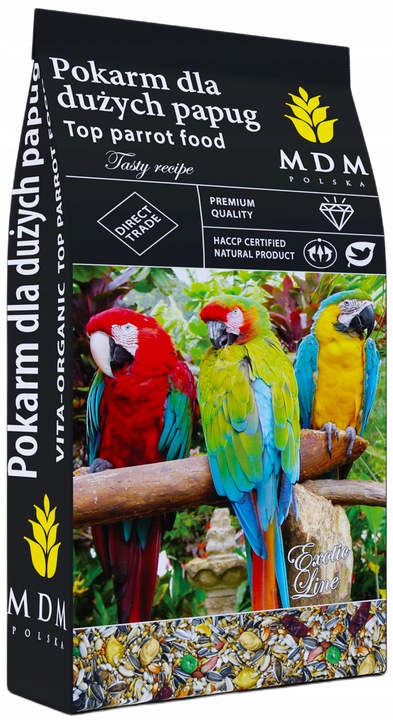 karma dla papug dużych z orzechami, bez owoców MDM PD 1 x 10kg fa