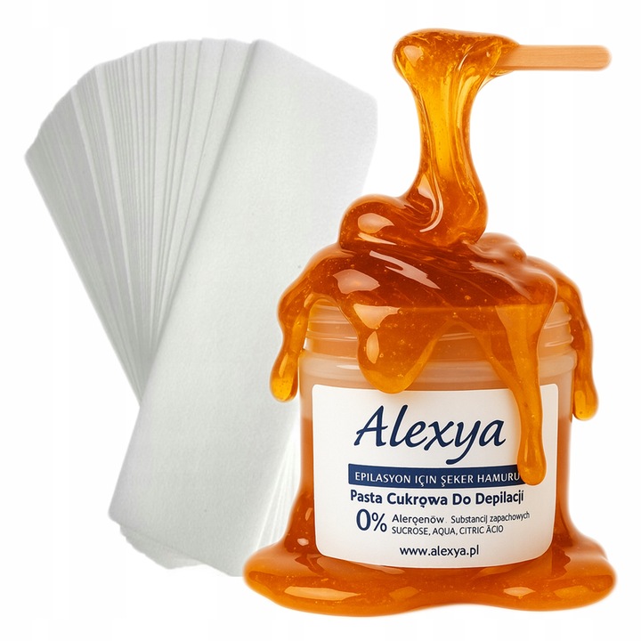 Pasta Cukrowa do depilacji + Paski + Puder lepszy chwyt MNIEJ BÓLU