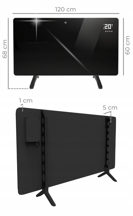 Szklany grzejnik na podczerwień promiennik PrimeHeat 720W WiFi Tuya