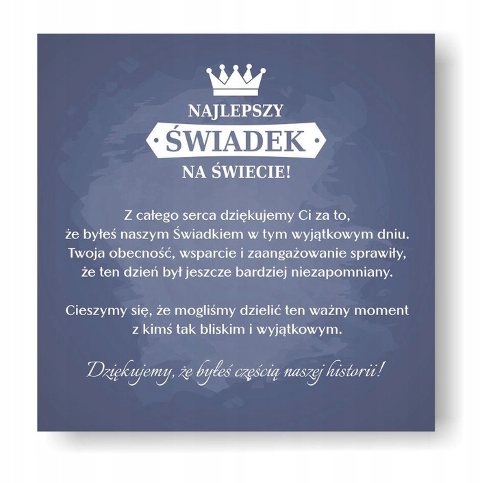 PODZIĘKOWANIE DLA ŚWIADKÓW BOX DLA ŚWIADKA I ŚWIADKOWEJ PREZENT DLA ŚWIADKA