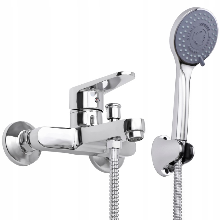 Bateria wannowa ścienna chrom srebrna z prysznicem kran do wanny YOKA