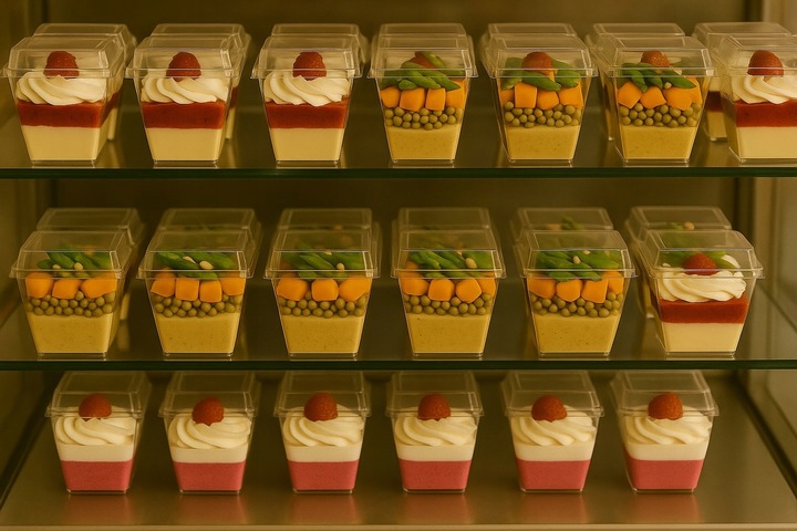 Pucharki plastikowe do deserów i przekąsek 200 ml kwadrat z pokrywką 50szt