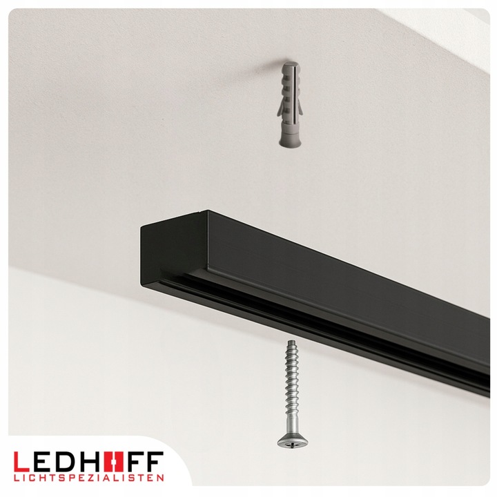 Oświetlenie szynowe Zestaw listwa 2m + 4x lampa GU10 CZARNY