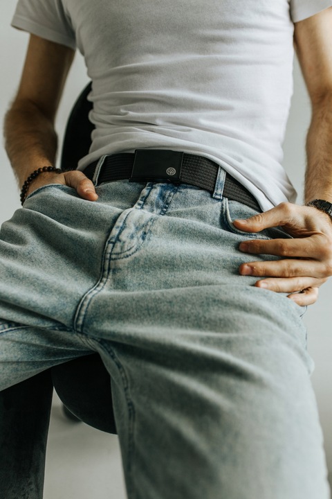 BETLEWSKI pasek męski parciany materiałowy do spodni jeansów pas