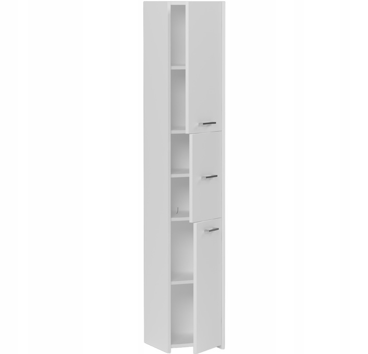 SZAFKA ŁAZIENKOWA REGAŁ SŁUPEK 30cm 3 DRZWI BIAŁA L-23