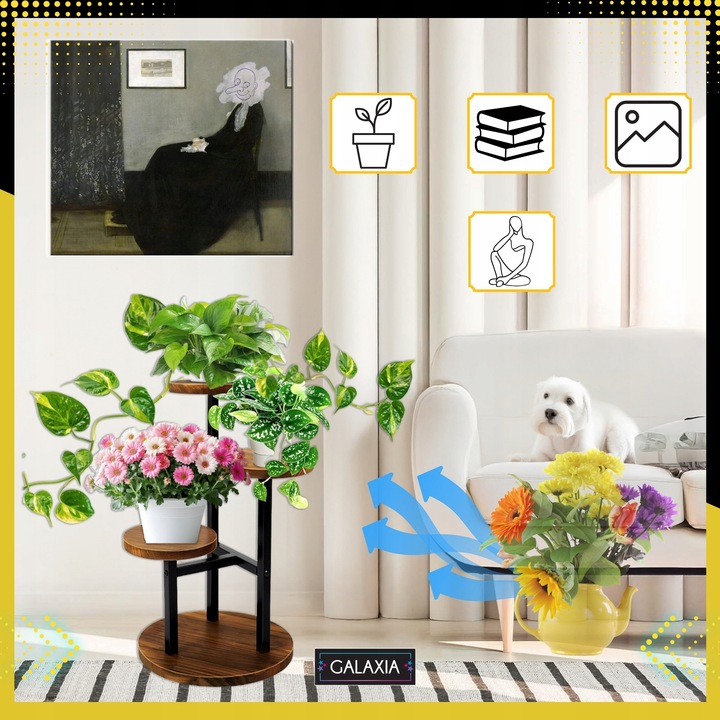 KWIETNIK STOJĄCY Stojak na Kwiaty Kwiatki Rośliny Metalowy Drewniany Loft