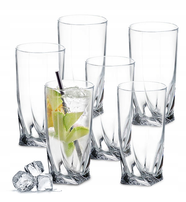 BOHEMIA QUADRO Zestaw Komplet 6 Szklanek Do drinków Napojów SZKLANKI 350 ml