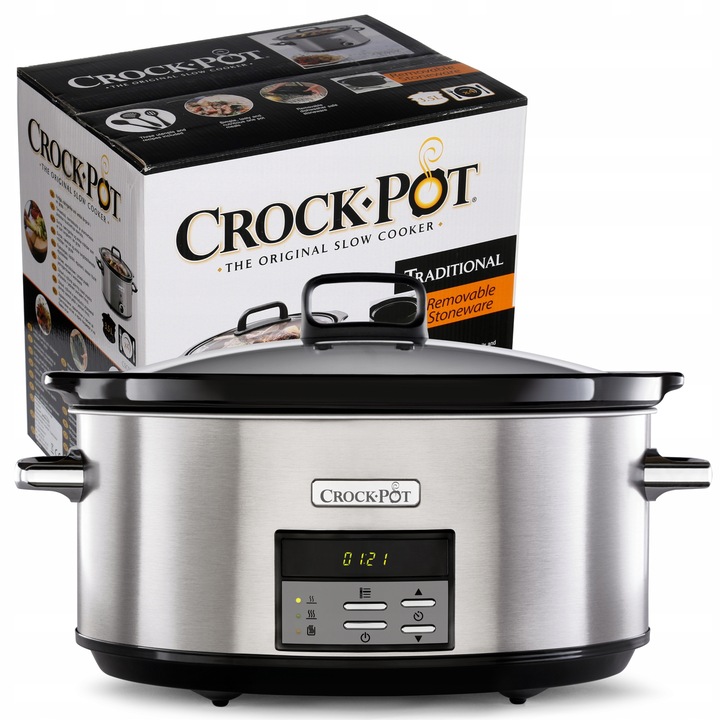 Duży Wolnowar Ceramiczny CrockPot 7.5l cyfrowy, Wyjmowana misa +