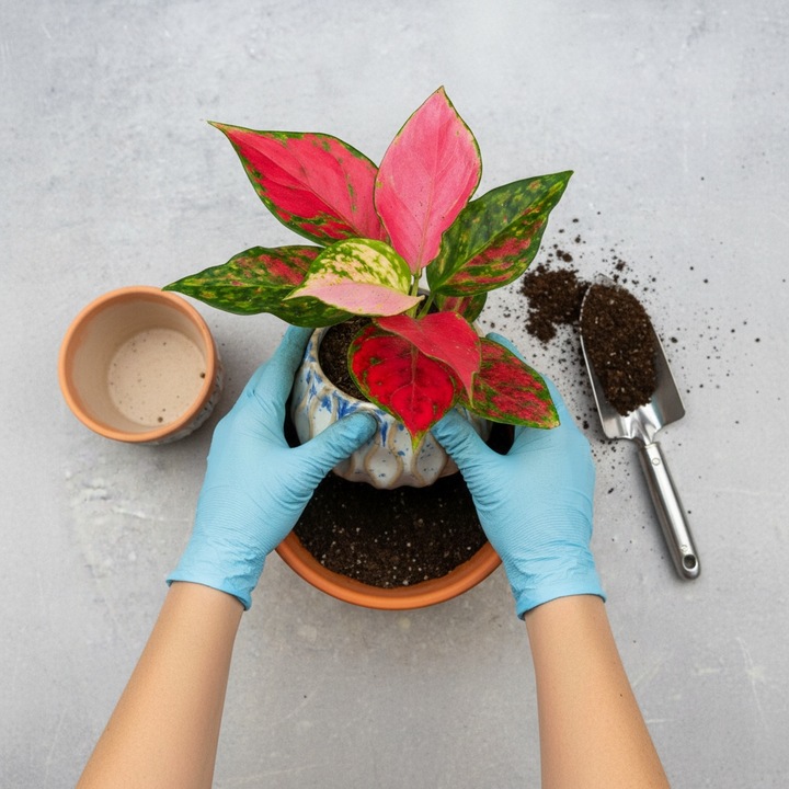 AGLAONEMA Pinky Promise DØ6cm Łatwa w uprawie. Idealna na prezent