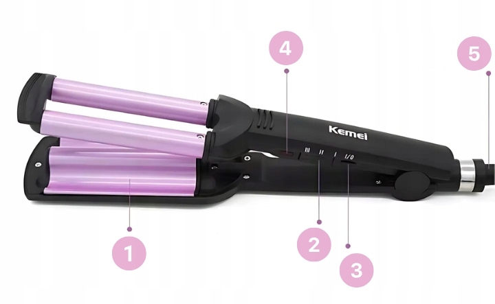 LOKÓWKA DO WŁOSÓW KEMEI FALOWNICA CERAMICZNA KARBOWNICA 55W TPC 200