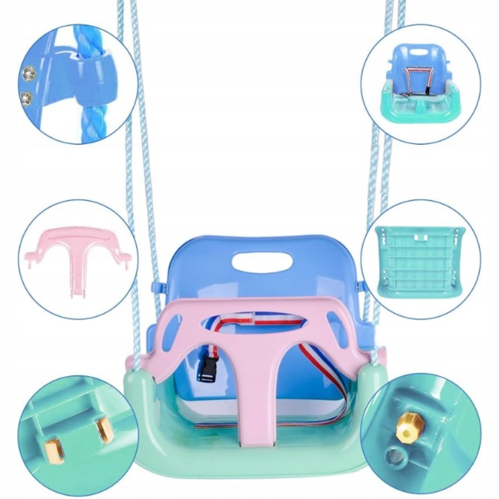 Huśtawka Ogrodowa Modułowa domowa dla Dzieci 3w1 Mocna na Linach Bezpieczna