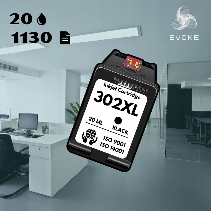 Tusz do HP 302 czarny XL + poziom tuszu | 20 ml | 5x WIĘCEJ WYDRUKÓW