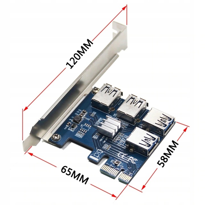 Adapter PCI-E USB Riser SPLITTER + 4x RISER 010s