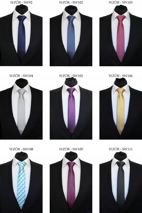 KRAWAT ŚLEDŹ ŚLEDZIK WĄSKI 6 cm - DUŻO WZORÓW