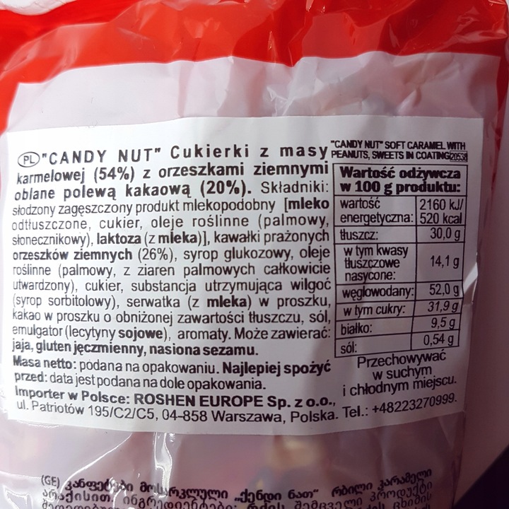 CUKIERKI CANDY NUT 1 kg ROSHEN LUZ