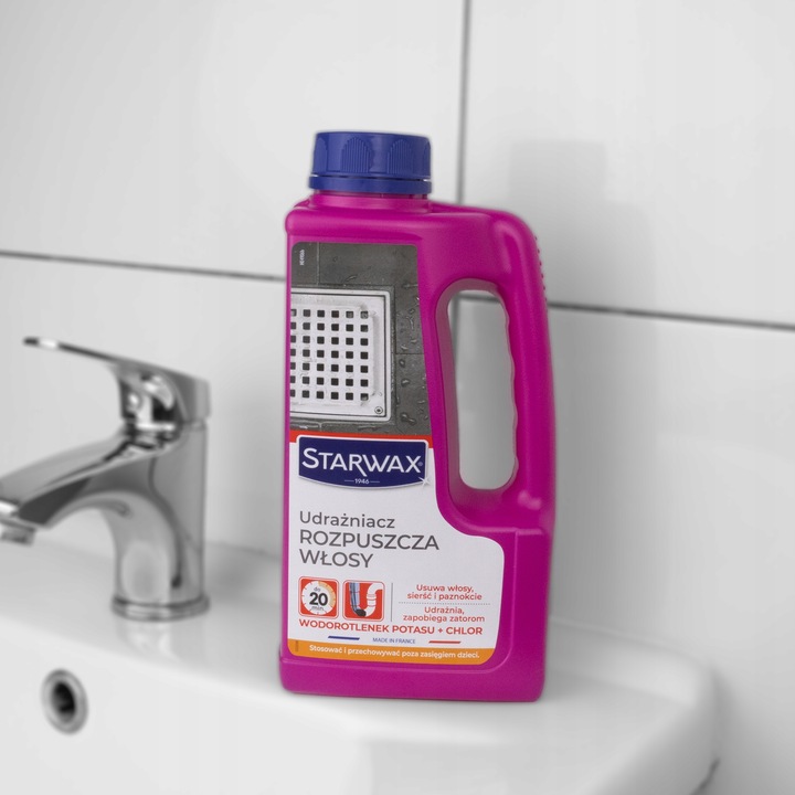 UDRAŻNIACZ ŚRODEK DO UDRAŻNIANIA RUR ROZPUSZCZA WŁOSY 900 ML STARWAX