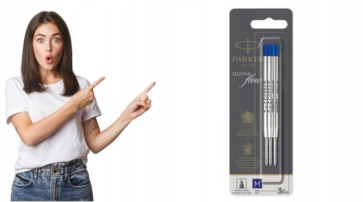 Wkład do dług. PARKER QUINKflow M niebieski a'3