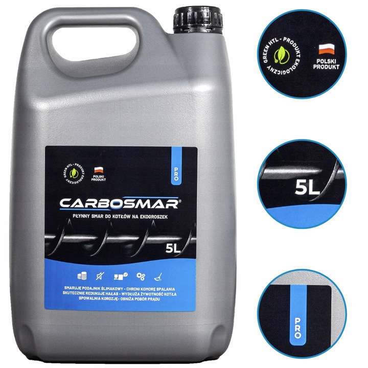 CARBOSMAR PŁYNNY SMAR 5L ŚRODEK DO KOTŁA PIECA Z PODAJNIKEM NA EKO