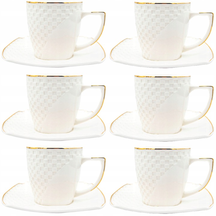 Serwis kawowy zestaw filiżanek ze spodkiem 240 ml 6+6 porcelanowy
