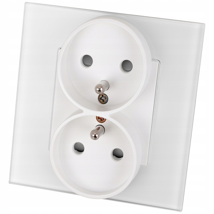 Gniazdko Podwójne Szklane Kontakt z Bolcem MIUUN